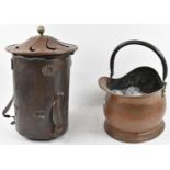 An Arts & Crafts style copper coal scuttle and another (2).