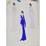 RALPH & RUSSO; a huge collection of original slim fit dress Haute Couture drawings, (approx 200).
