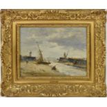 Attributed to EUGENE LOUIS BOUDIN (1824-1898); oil on board, 'Trouville', signed and inscribed, 21 x
