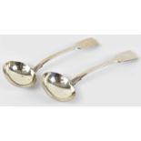 CHARLES BOYTON; a pair of Victorian hallmarked silver sauce ladles, London 1847, 4.06ozt/132g.