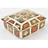 ROYAL CROWN DERBY; a boxed Imari trinket box with cover pattern 1128, 11 x 9.5cm.