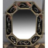 A modern Venetian style wall mirror of octagonal form, 63 x 50cm.