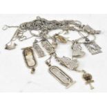 A collection of white metal items including ten assorted pendants and chains, etc, total approx