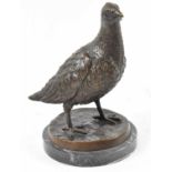 A 20th century bronze figure of a pheasant on marble base, height 24cm.