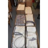 A large quantity of assorted curtains and tiebacks contained in eight large boxes. (10)