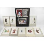 A set of nine watercolour drawings of theatrical costumes, 35 x 21cm, mounted, also a set of three