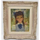 LEROUX; oil on canvas, study of girl, signed lower right, 25.5 x 20.5cm, framed.