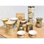 Twelve assorted studio pottery vases, height of tallest 26.5cm.