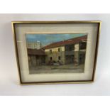 ATTRIBUTED TO A RATTI; oil on board, Italian courtyard and stable scene, unsigned, 47 x 33cm, framed