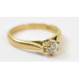 A 18ct yellow gold solitaire ring, size K, approx 3g.