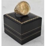 A Victorian full sovereign, 1896, in 9ct ring mount, size R, approx 13.3g.