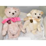 STEIFF: Two Steiff teddy bears with original labels - Memories and Hope Breast Cancer pink mohair