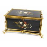 A fine 19th century Pietra Dura gilt metal mounted casket decorated to all sides with floral