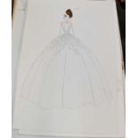 RALPH & RUSSO; a large qua of original bridal dresses and veils Haute Couture drawings.