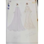RALPH & RUSSO; a quantity of Haute Couture drawings including floaty dresses.