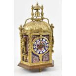 A late 19th century French gilt metal and porcelain mounted French eight-day mantel clock with