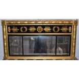 A good 19th century gilt framed overmantel mirror with turned column decoration and triple