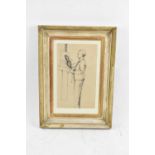 B ANTHONY; ink drawing, study of an artist painting, signed, 36 x 21.5cm, framed and glazed.