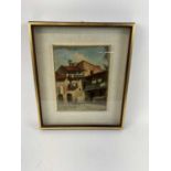 ATTRIBUTED TO A RATTI; oil on board, street scene, of Italian courtyard, unsigned, 24 x 30cm, framed