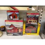 Three box Hornby houses and another (4).