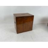 A 19th century walnut box with flush brass carrying handles, width 31.5cm, height 31.5cm,