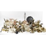 A large quantity of metalware and silver plated items, including candlesticks, teapots, etc.