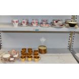 A group of cups and saucers including Copelands, also a Royal Winton English Rose tea service on