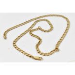 A 9ct yellow gold flat curb link necklace, length 62cm, approx 22.8g.