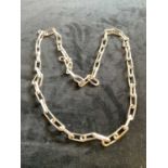 GRAHAM WATLING; a substantial part textured and part polished open link silver chain, length 80