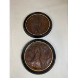 RONALD SEARLE; a pair of large cast bronze circular plaques, 'Charles Dickins', one depicting the