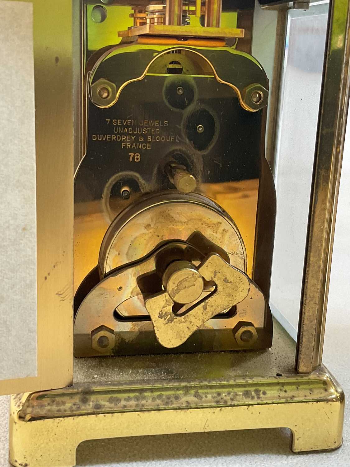 BAYARD; a 20th century brass cased carriage clock, and a further brass carriage clock with Roman - Image 6 of 8