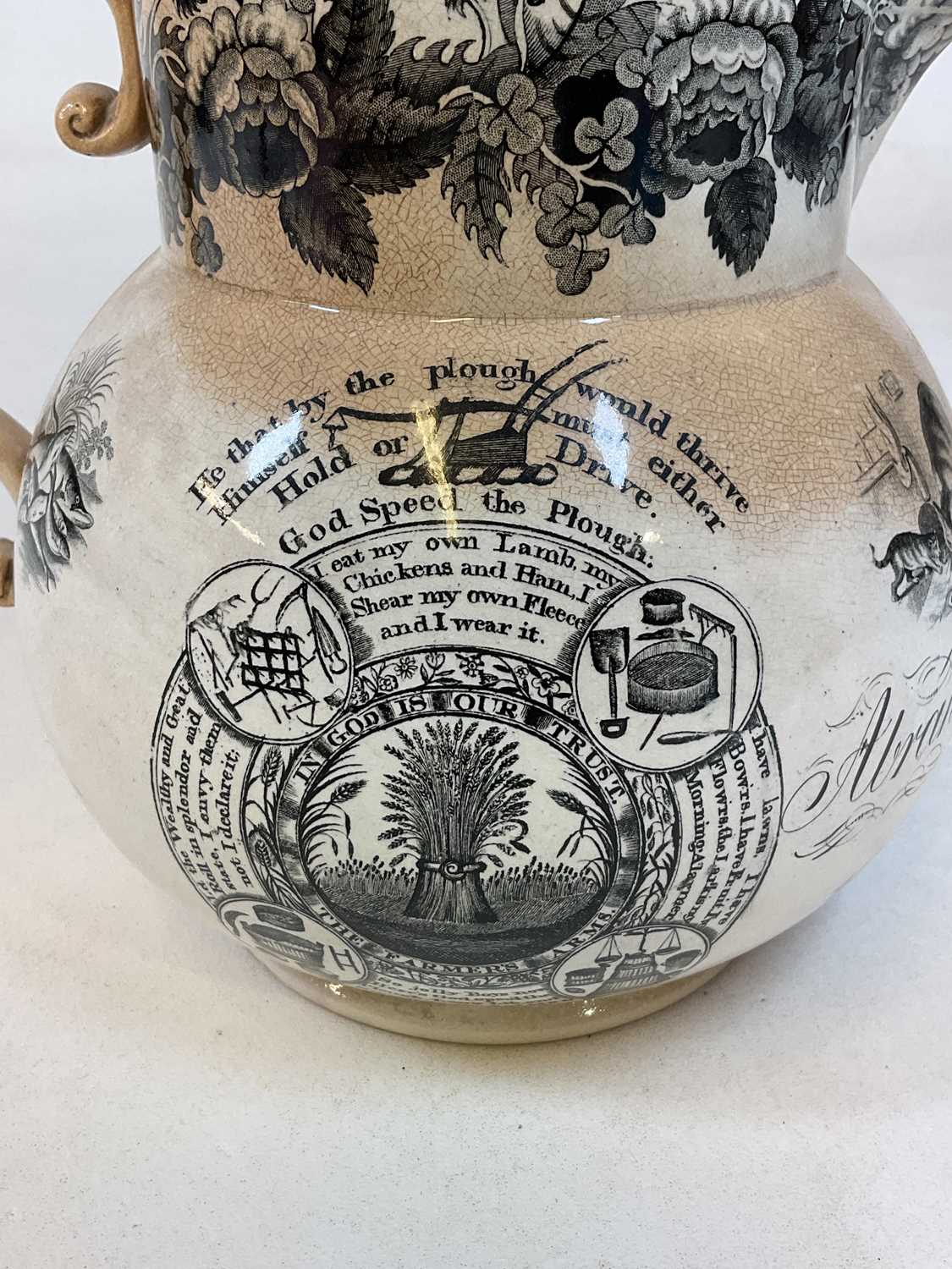 A large mid-19th century transfer decorated marriage jug inscribed 'Abraham & Sarah Tapp 1840', - Image 4 of 11