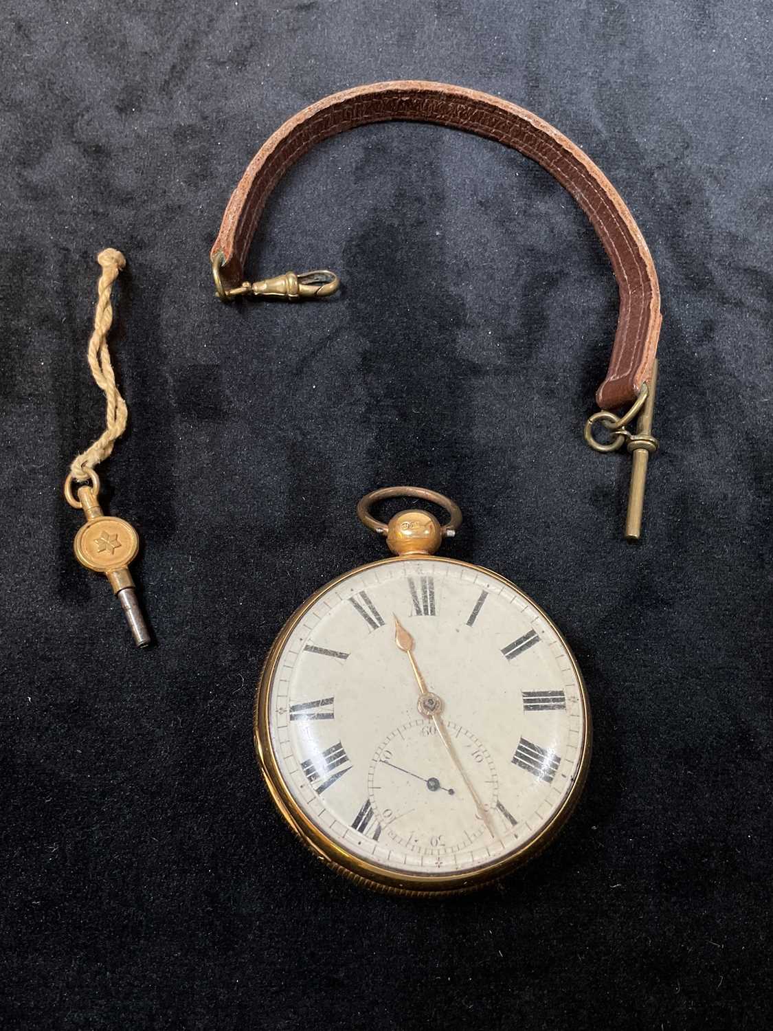 A George IV 18ct yellow gold open face pocket watch, the circular dial set with Roman numerals and