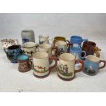 A group of Dartmouth and Torquay ware mugs and jugs.