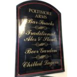 A fibreglass pub sign 'Poltimore Arms', sold with a cast iron green painted bracket (2)