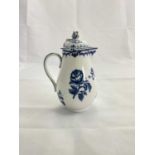 An 18th century English sparrow beak jug, decorated with floral sprays and with bud finial applied