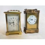BAYARD; a 20th century brass cased carriage clock, and a further brass carriage clock with Roman