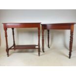 An Edwardian mahogany two tiered rectangular side table, width 75cm, and a further side table, width