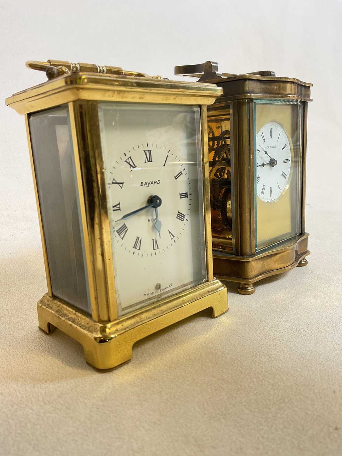 BAYARD; a 20th century brass cased carriage clock, and a further brass carriage clock with Roman - Image 2 of 8