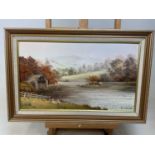 † ERIC COTTAM; oil on board, 'Morning, Rydal', signed and titled verso, 29 x 50cm, framed.
