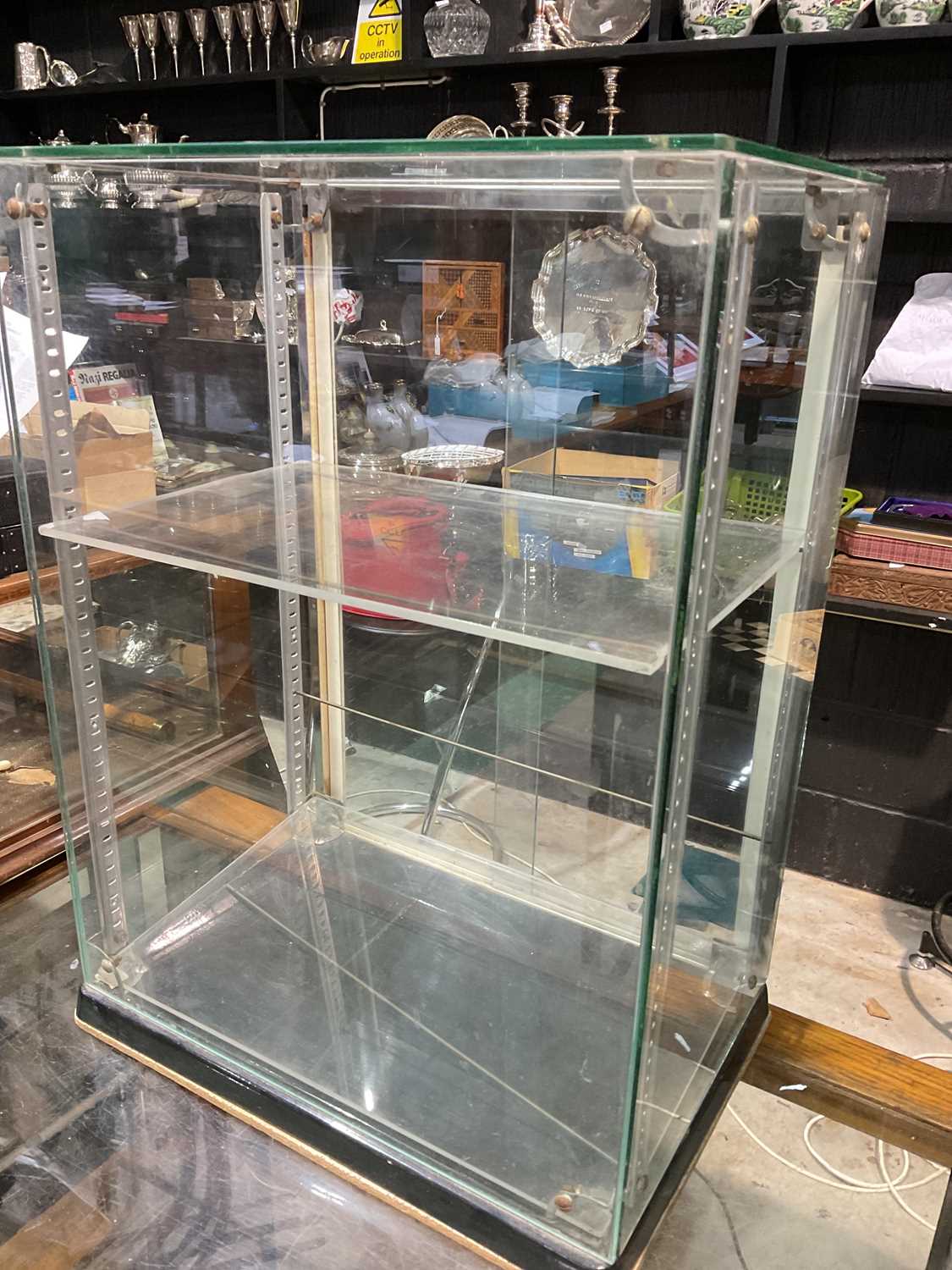 SEAL; a vintage glazed display cabinet with sliding rear door, height 62cm, width 45cm. - Image 2 of 4