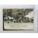 † DAVID WILCOX; watercolour, Village Cricket at Horrabridge, Devon, signed, titled verso, and with