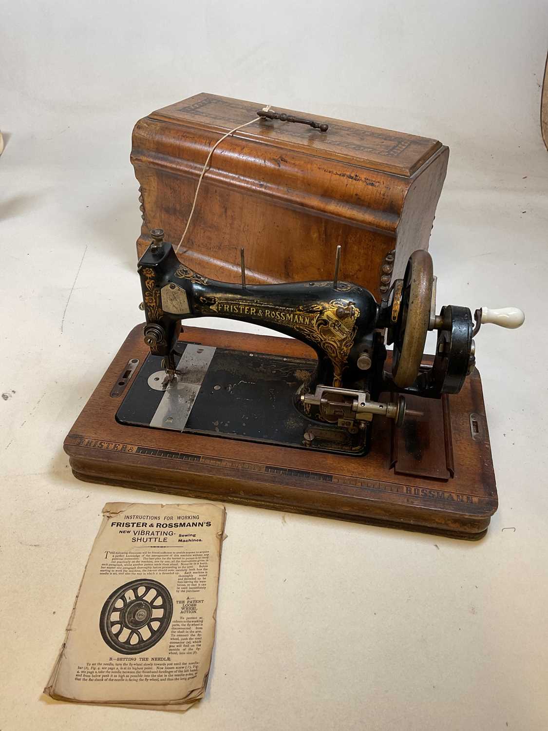 A walnut cased sewing machine,