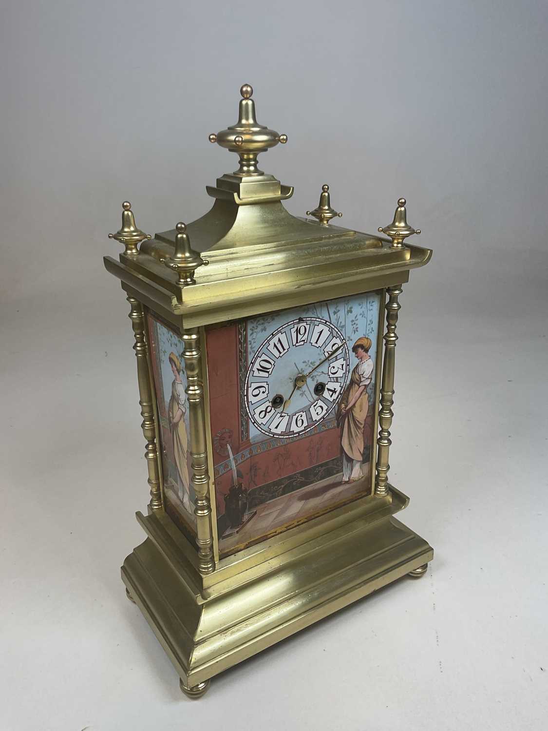 A good quality late 19th century French gilt metal and porcelain mounted eight day mantel clock, the - Image 6 of 6