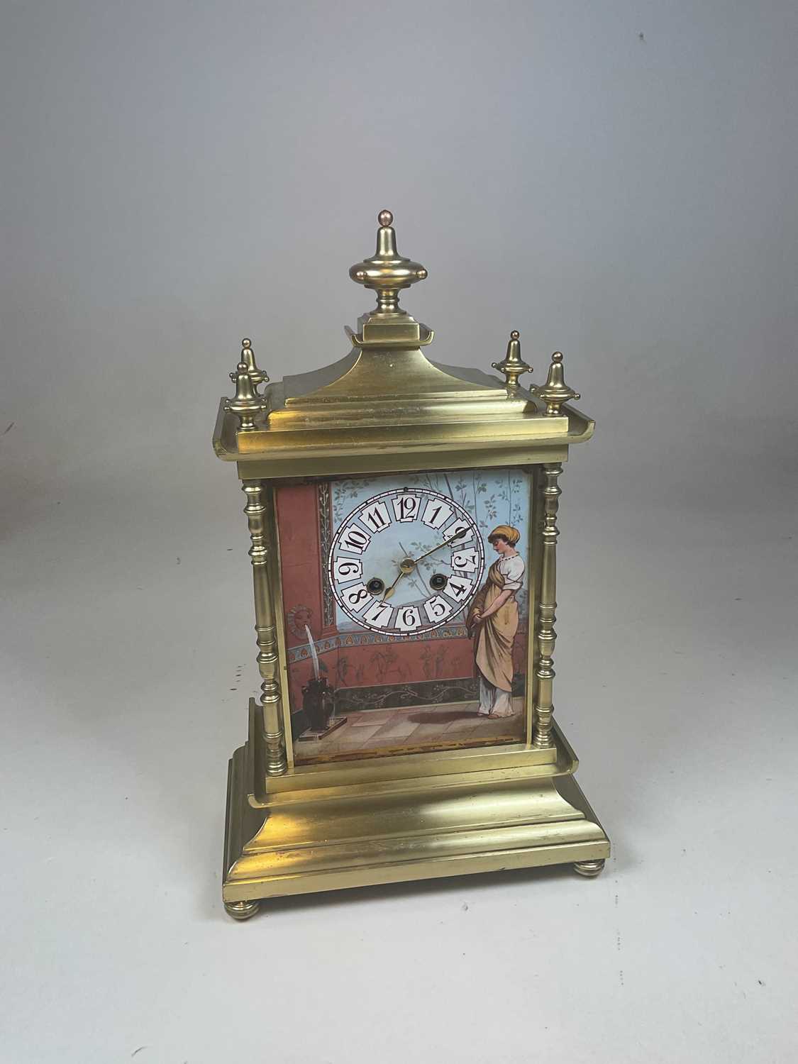 A good quality late 19th century French gilt metal and porcelain mounted eight day mantel clock, the - Image 2 of 6