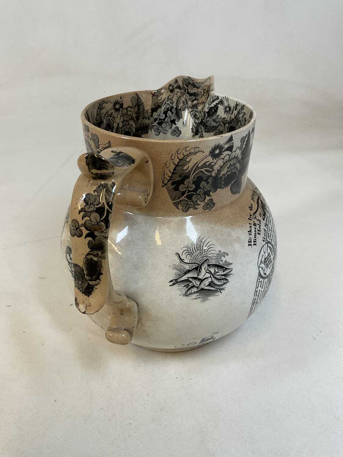 A large mid-19th century transfer decorated marriage jug inscribed 'Abraham & Sarah Tapp 1840', - Image 3 of 11