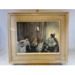† SIR WILLIAM RUSSELL FLINT; a signed limited edition coloured print, study of three young women,
