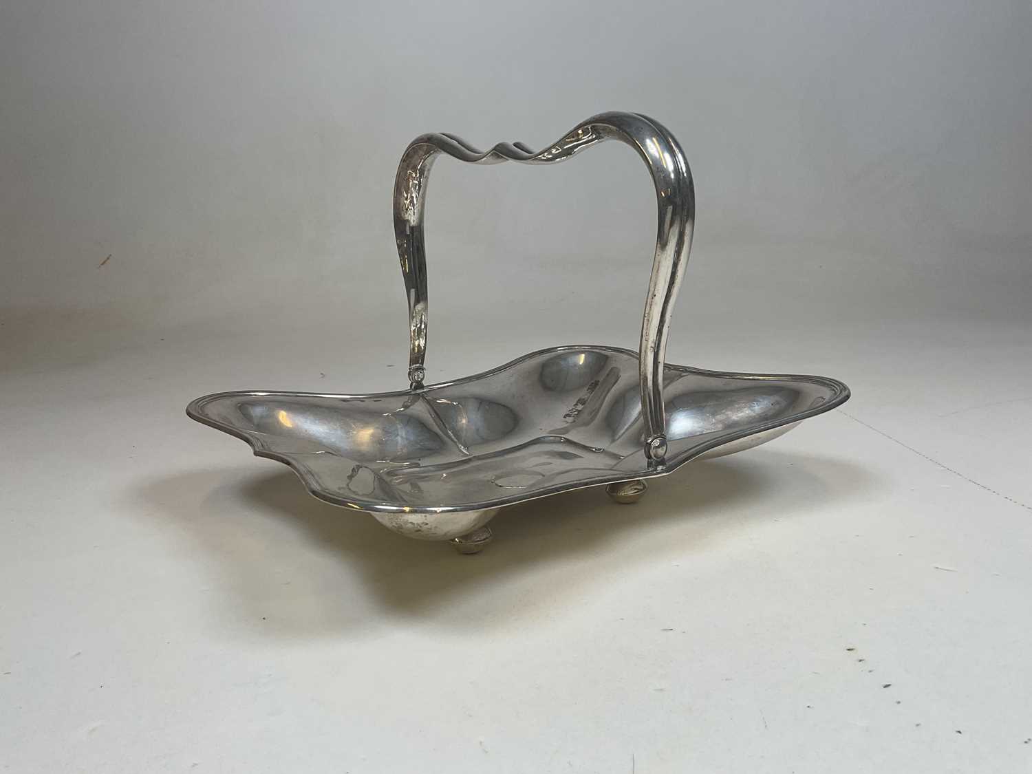 A late 19th century Austro-Hungarian silver swing handle basket of shaped rectangular form, raised - Image 5 of 5