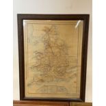 G MARTIN; an unusual late 19th century hand drawn map of England and Wales taken from a map,