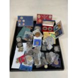 A collection of coins. to include decimisation set and shillings crowns etc